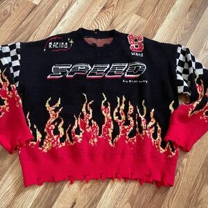 Monster Jam Checkered Flame Racing Sweater
